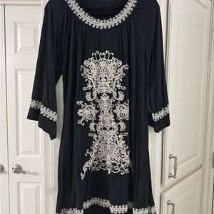 Black and White Bell Sleeve Dress